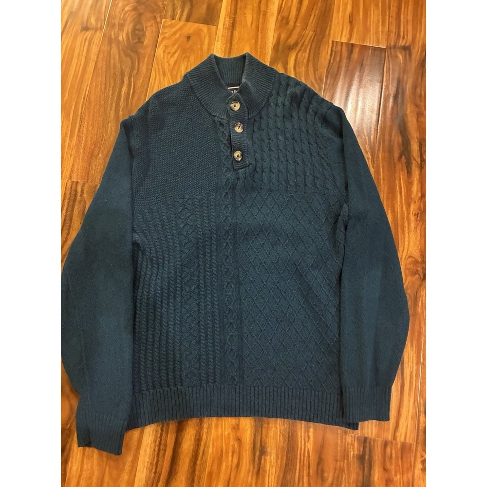 Vintage Club Room Mixed Knit Cable Sweater - Teal XL